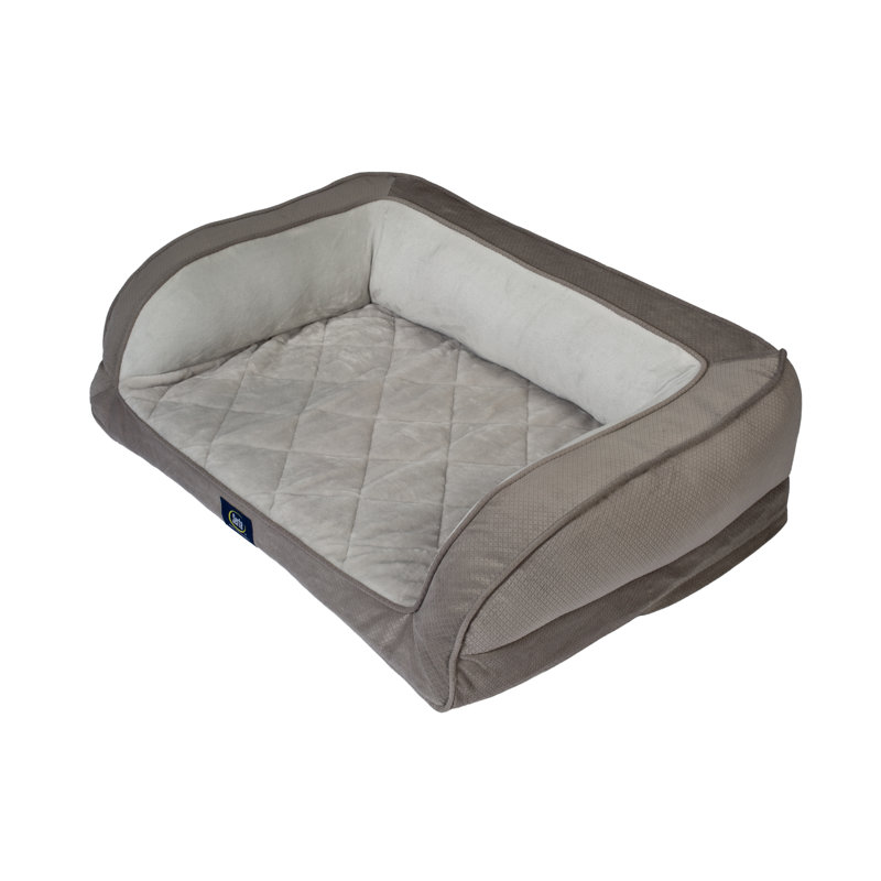 Gray Quilted Orthopedic Foam Couch Pet Bed
