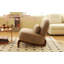 Mignon fauteuil d'appoint avec pieds en bois massif et coussin en tissu doux de couleur chameau