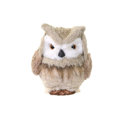 Hibou perché beige / rose