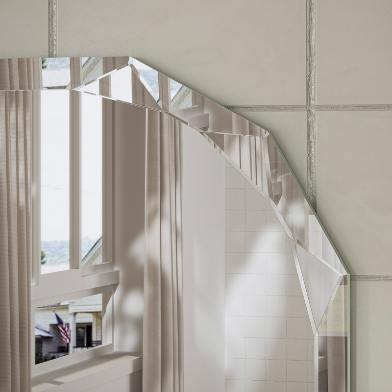 Pearlette Beveled Frameless Octagon Bathroom Vanity Mirror, 48" x 36"