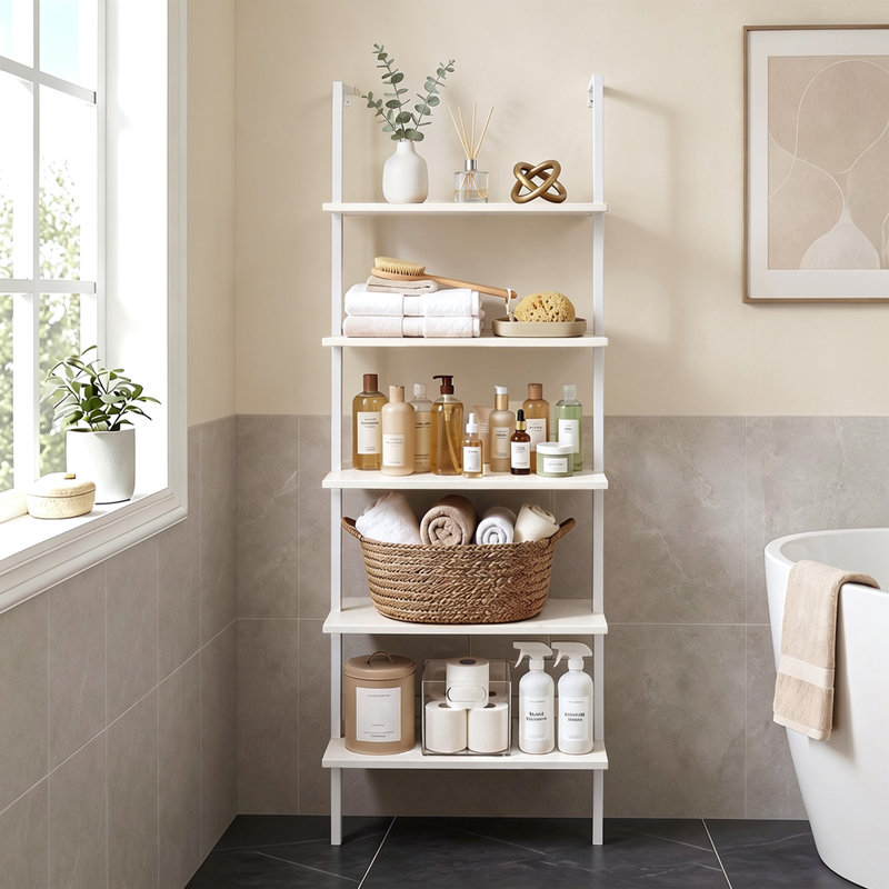 Flythe Ladder Bookcase, White