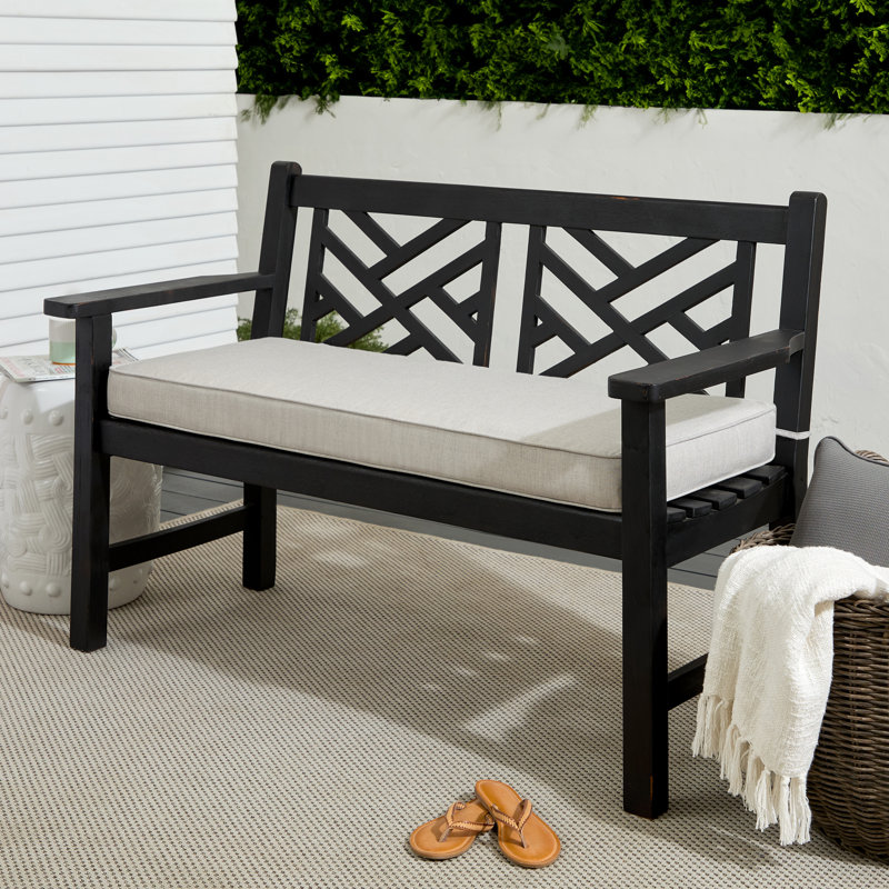 Wayfair Custom Outdoor Bench Cushion With Sunbrella Fabric, 37" W x 17" D, Cabana Classic Black
