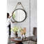 Miroir rond suspendu tendance de 29,5 po avec cadre noir et sangle de corde, décor industriel contemporain pour salle de bain, chambre à coucher ou espace de vie