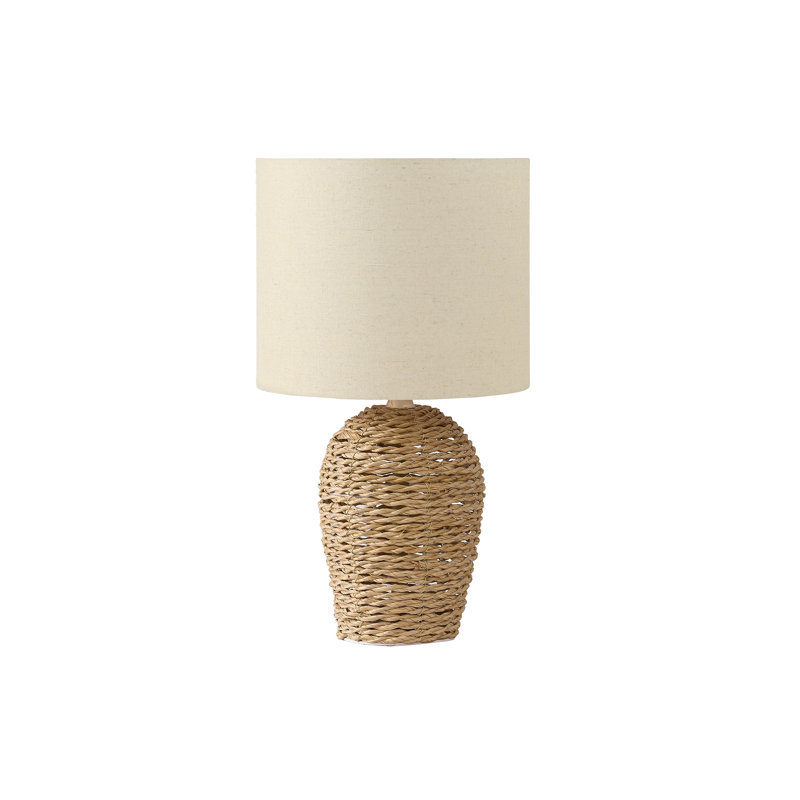 Lighting, 17"h, Table Lamp, Natural Rattan, Beige Shade, Transitional, Brown