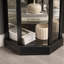 Vitrine de coin vitrée éclairée avec tablettes ajustables
