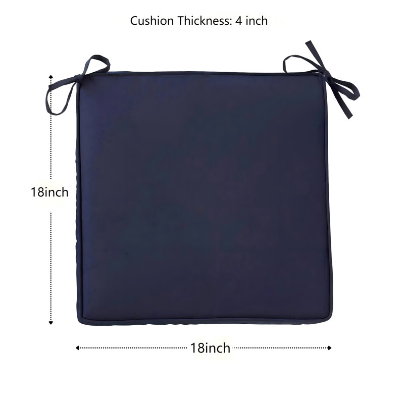 4" Outdoor Seat Cushion Set Of 2, 18" W x 4" D, Blue