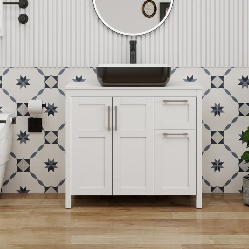 36" Free-Standing Modern Single Bathroom Vanity With Sink, White