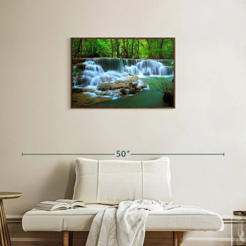 Kanchanaburi Deep Forest Waterfall, Floating Frame Walnut, 31" X 21"