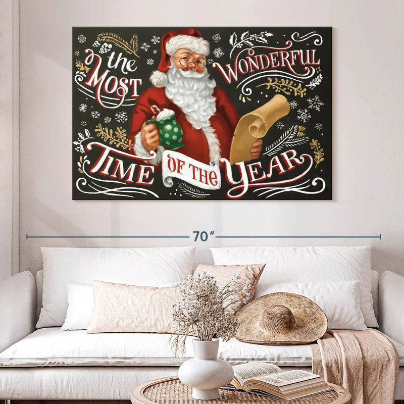 Santa's List II - noir, H 34 po x l 51 po