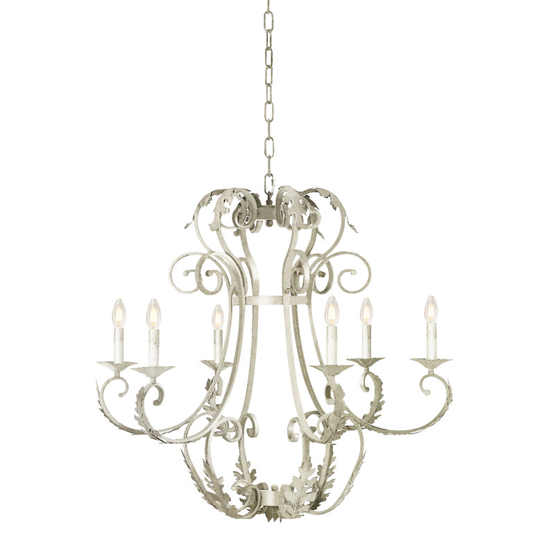 Lustre empire 6 lumières Florance, Blanc huître