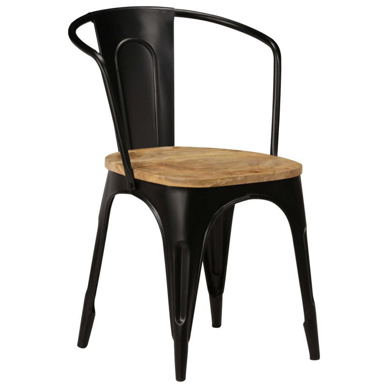 Bowlin 46cm H Side Chair in Black, 4, Black/Brown