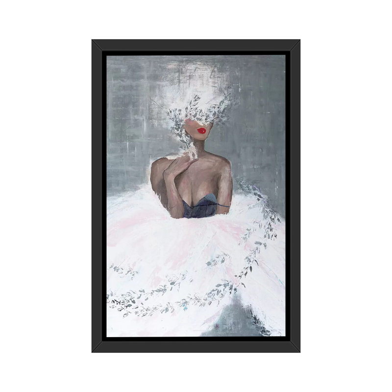 «Lady Mistletoe» par Piia Pievilainen - impression d'art graphique, H 60 po x l 40po x P 1,5 po, Toile avec cadre noir