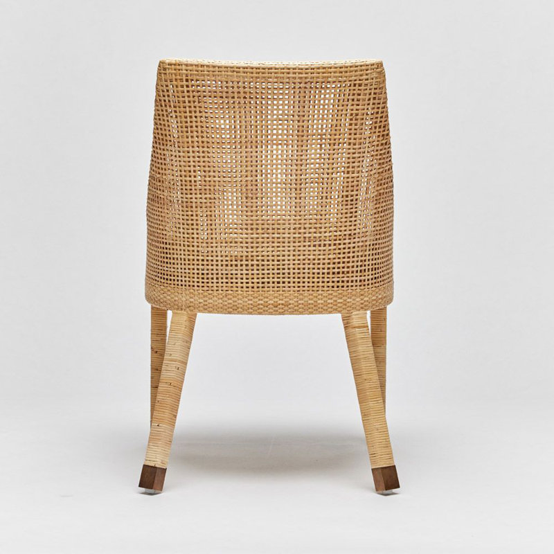 Chaise d'appoint Boca, Rotin naturel, Mousse de tweed