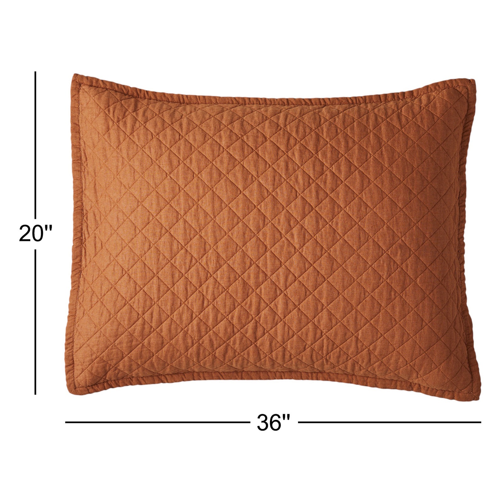 Jeffen Linen Pillow Sham, King, Rust