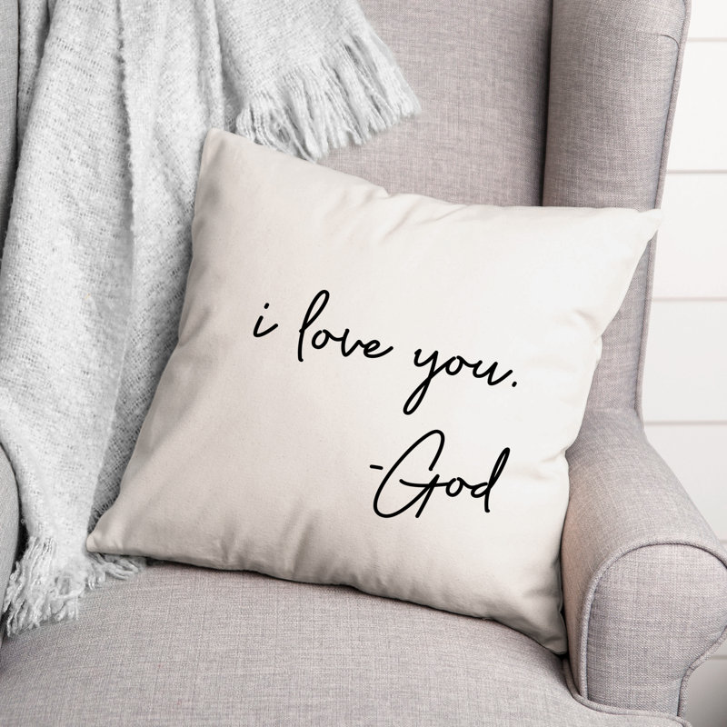 Coussin décoratif noir et blanc I Love You