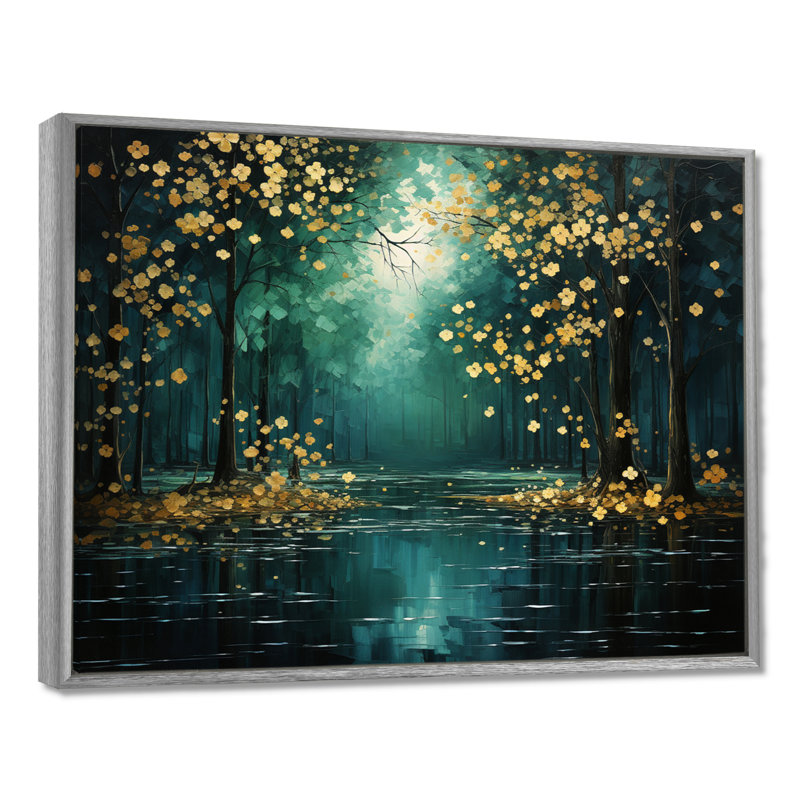 Décoration murale Bold Forest Emerald III - Forêt, H 34 po x l 44 po x P 1,5 po, Silver Floater Framed