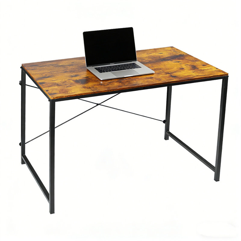 Petit bureau d'ordinateur à finition rouille - Bureau d'écriture moderne en forme de X