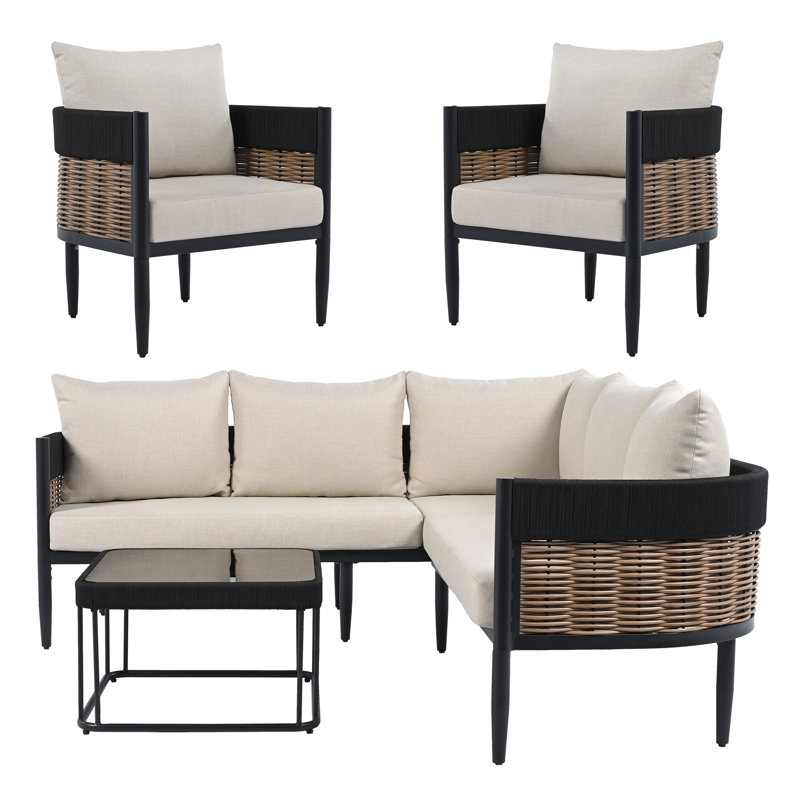 Ensemble de conversation pour canapé d'extérieur 5 pièces Corrente, Beige