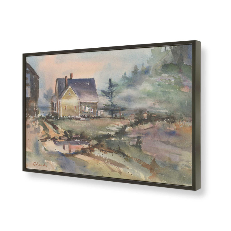 Laundry Day by Stephen Calcasola Art Print, 12" H x 16" W, Open Corner Framed Print without Mat Paper, Black