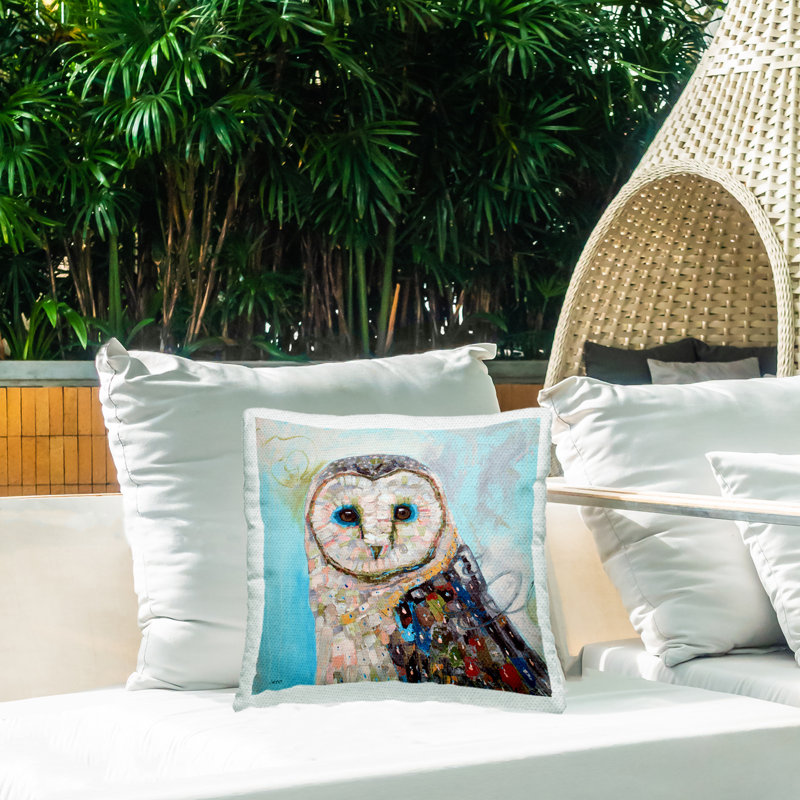 Coussin d'extérieur imprimé Owl Nature Modern Portrait par Jen Seeley