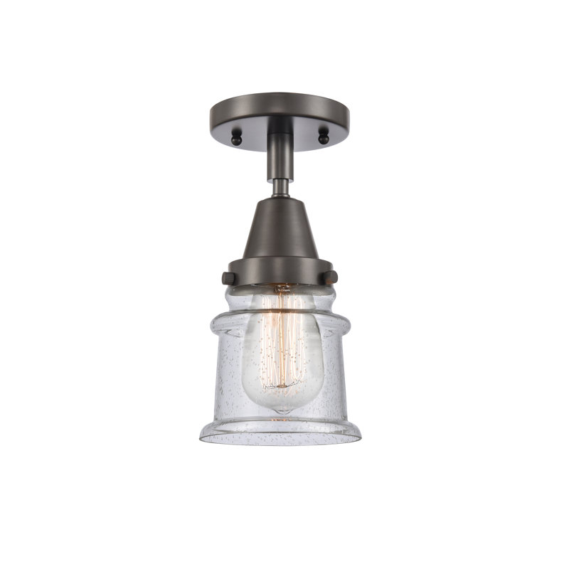 Plafonnier semi-encastré en verre Alvi, Bronze huilé, H 10 po x l 5,25 po x P 5,25 po, Bullé