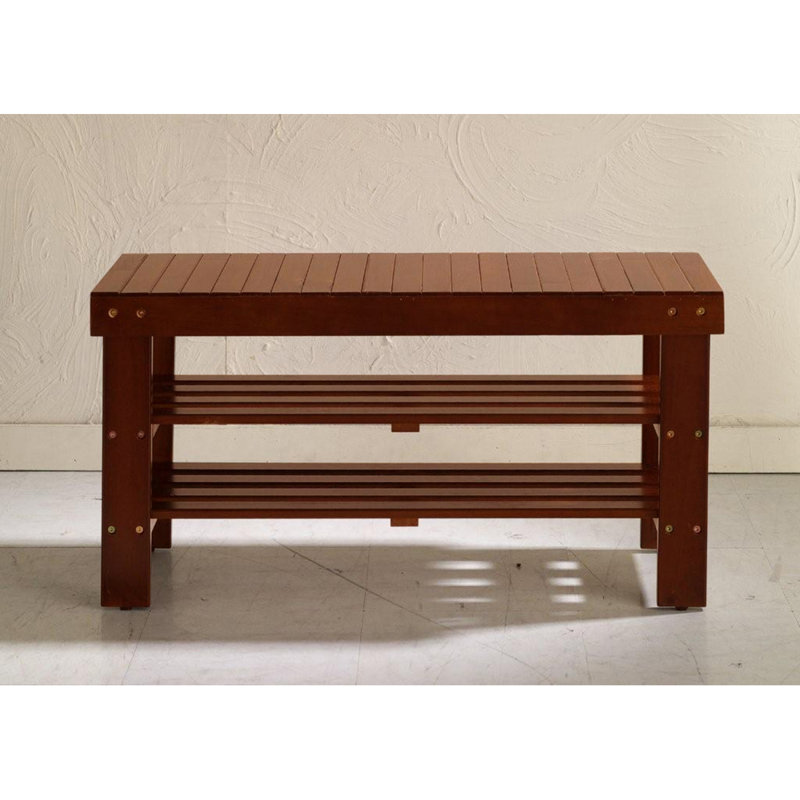 Pina Quality Solid Wood Shoe Bench, Cherry