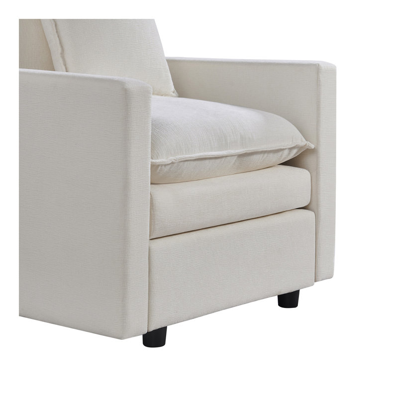 Canapé rembourré en tissu Chenille, White