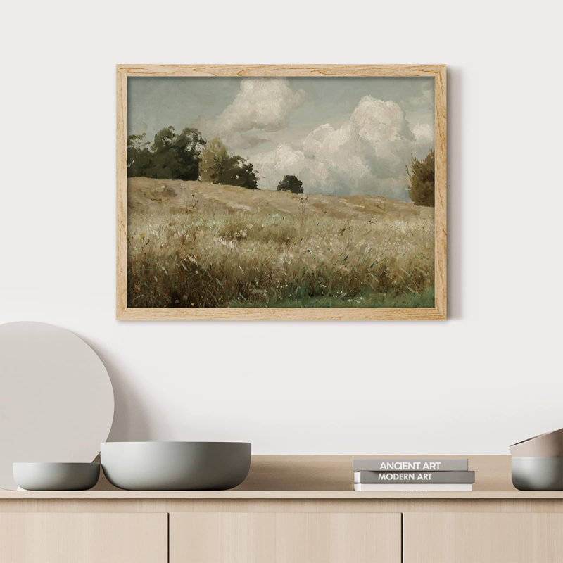 "Paysage champêtre rétro" sur papier, Naturel / naturel, H 11 po x l 14 po