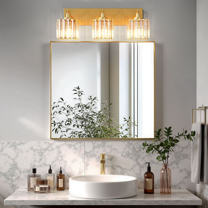 Éclairage pour meuble-lavabo à intensité variable avec abat-jour en cristal 2/3 lumières, 3