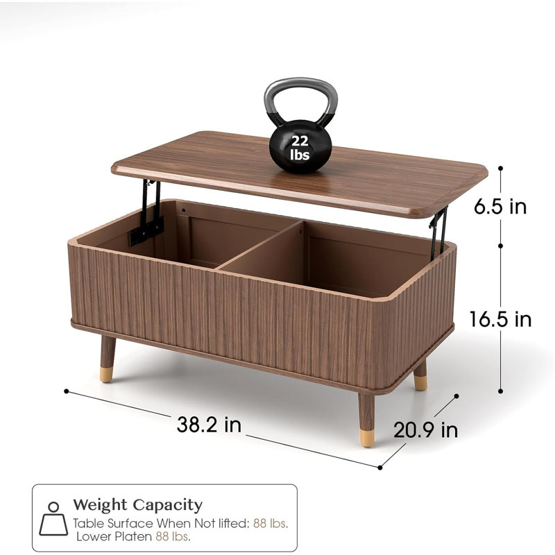Table basse à plateau relevable avec rangement