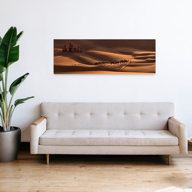 Desert Caravan Journey by Mei Xu - Wrapped Canvas Panoramic Print, 40.64 cm H x 121.92 cm W