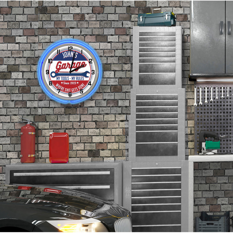 Horloge murale pour le garage, Bleu