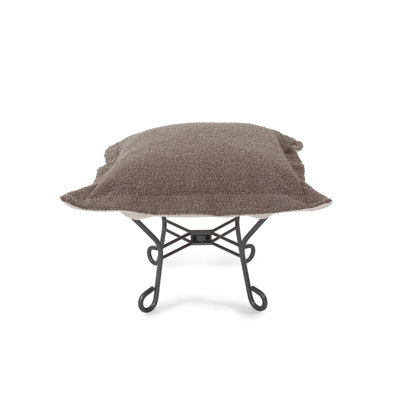 Scroll Puff Ottoman Titanium- Barbet Chocolate/Natural