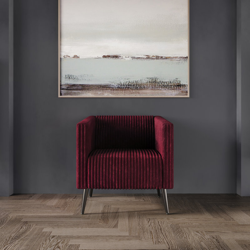 Fauteuil en velours de 30,31 po Schermick, Velours rouge
