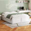 Structure de lit plateforme en bois grand format avec 6 tiroirs de rangement, blanc-1594992722
