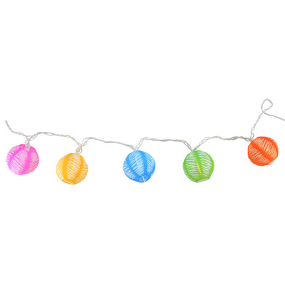 10 Piece Multi-Color Chinese Lantern Garden and Patio Lights 8" Spacing - 9.5' Long White Wire Set