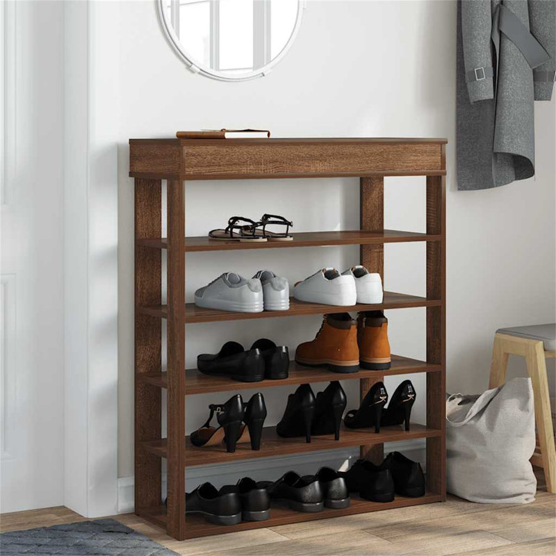Shoe Rack 80X30x98 Cm Engineered Wood, Concrete Oak, 98cm H x 80cm W x 30cm D