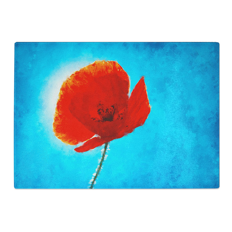Red Poppy Flower Vol.1 Painting Chopping Board, 0.4cm H x 28.5cm W x 39cm L