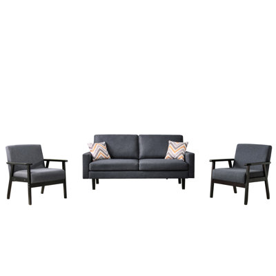 Ensemble en lin gris foncé 70 pieds et 2 chaises avec coussins décoratifs, sièges pour 5 personnes, profondeur d'assise de 21 po, largeur de chaise de 19 po, largeur de 61,6 po, sièges de choix de 70 po de largeur, largeur de 70 po, hauteur des pieds de 7,28 po, finition, l 30,5 po "d