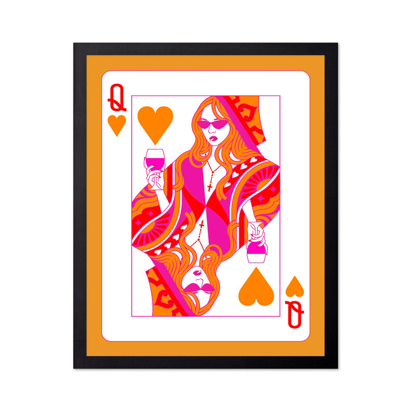 Queen of Hearts No2, H 16 po x l 20 po, Affiche, Cadre noir