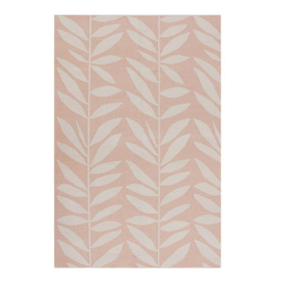 Floral Area Rug in Pale Pink