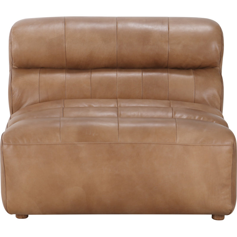 Ramsay Tufted Slipper Chair, Brown Top Grain Leather