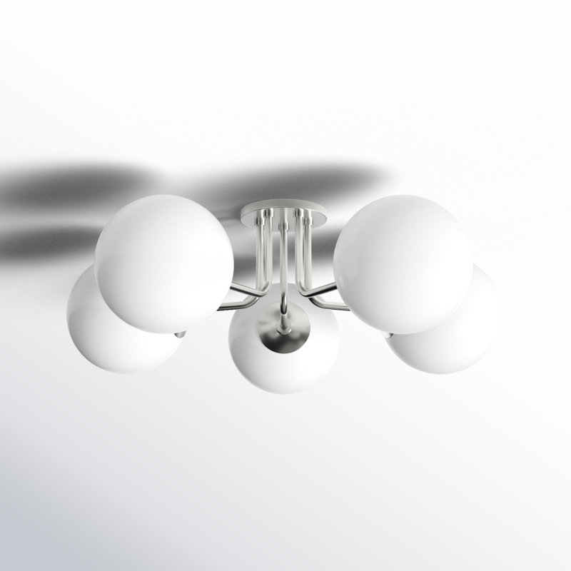 Plafonnier semi-encastré 5 lumières 30 po Luna, Nickel poli