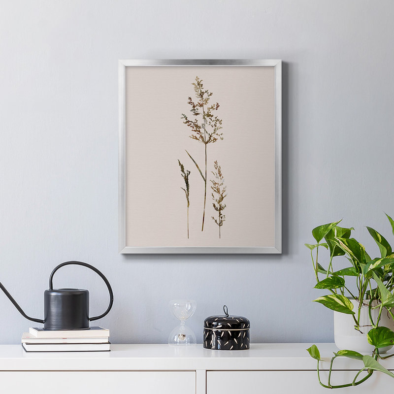 Toile encadrée de qualité supérieure Delicate Stems II - prête à être accrochée, Argent, H 24 po x l 20 po