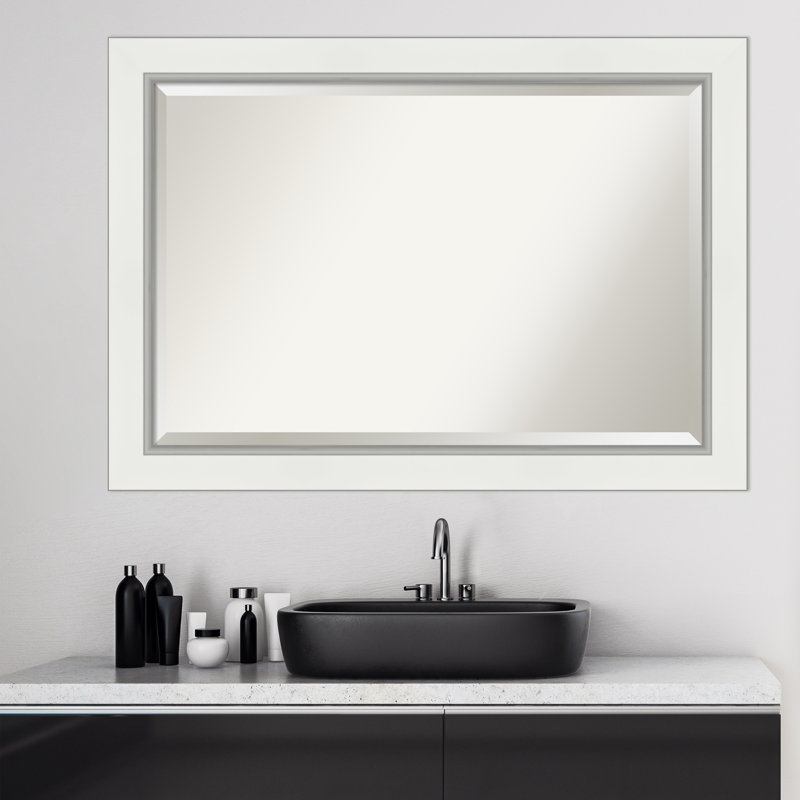Quade Mirror, 41" x 29", Satin White/Silver