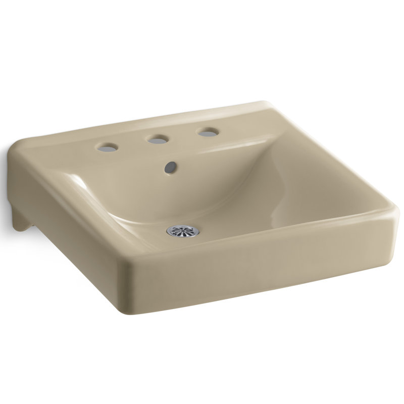 Soho Ceramic 20" Wall Mount Bathroom Sink with Overflow, Mexican Sand