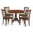 5 Piece Dining Table Set for 4 Includes a Round Kitchen Table with Pedestal and 4 Linen Fabric Dining Room Chairs, Mahogany-870972361-920316427
