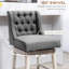 Décoration à 2 comptoirs, pivotant à 180 degrés, assise de 27 po de hauteur, repose-pieds en bois massif, bouton, 2 pièces, siège pivotant gris, haut, avec repose-pieds et base