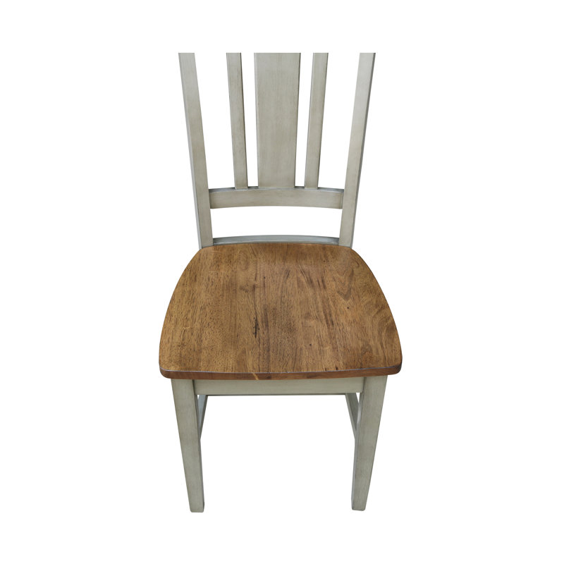 Evalyn Solid Wood Side Chair, Hickory/Stone