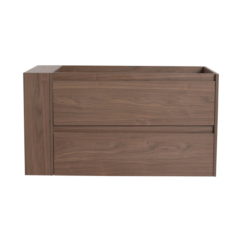 36"(35-3/16") Wall Mounting Bathroom Vanity, Soft Close Drawer(Only Vanity, Without Basin) , Brown Oak